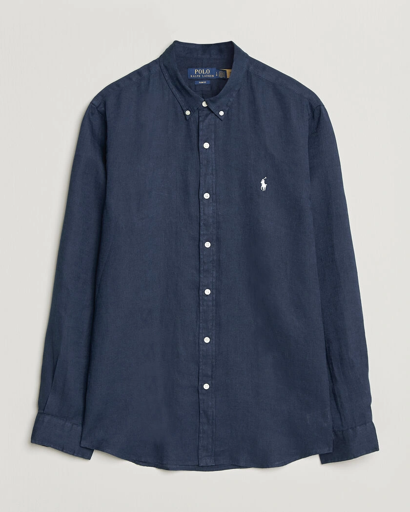 Polo Ralph Lauren Slim Fit Linen Shirt Newport Navy – Blauw