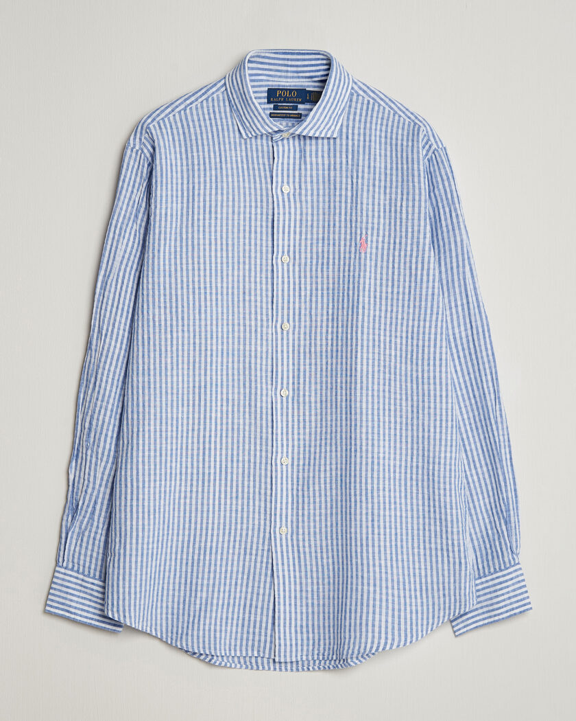 Polo Ralph Lauren Cotton/Linen Seersucker Shirt Blue/White – Blauw