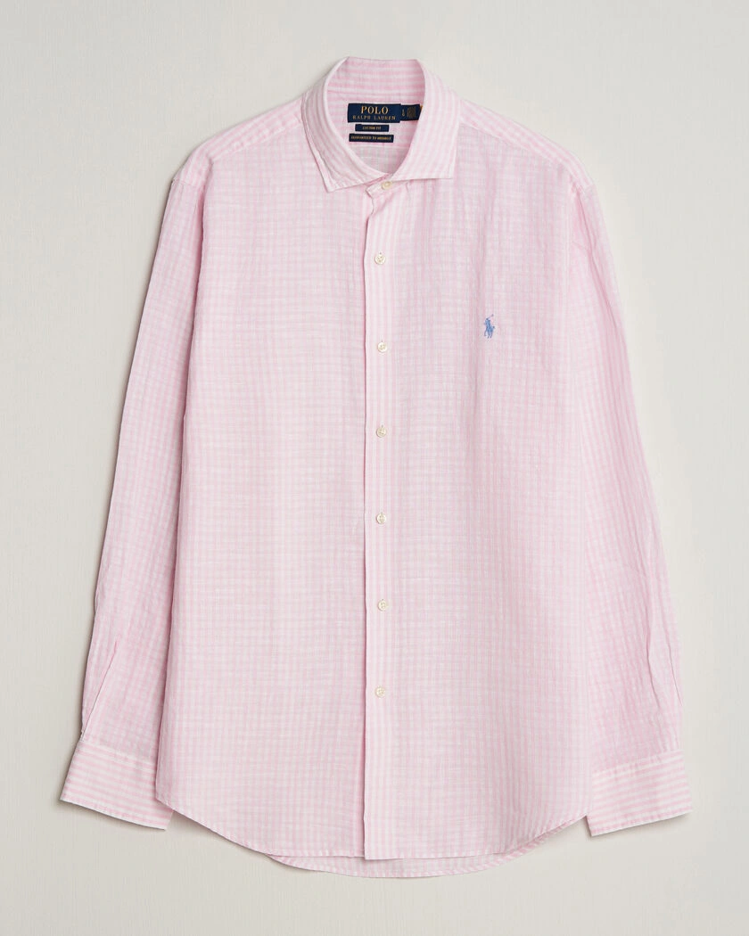 Polo Ralph Lauren Cotton/Linen Seersucker Shirt Pink/White – Roze
