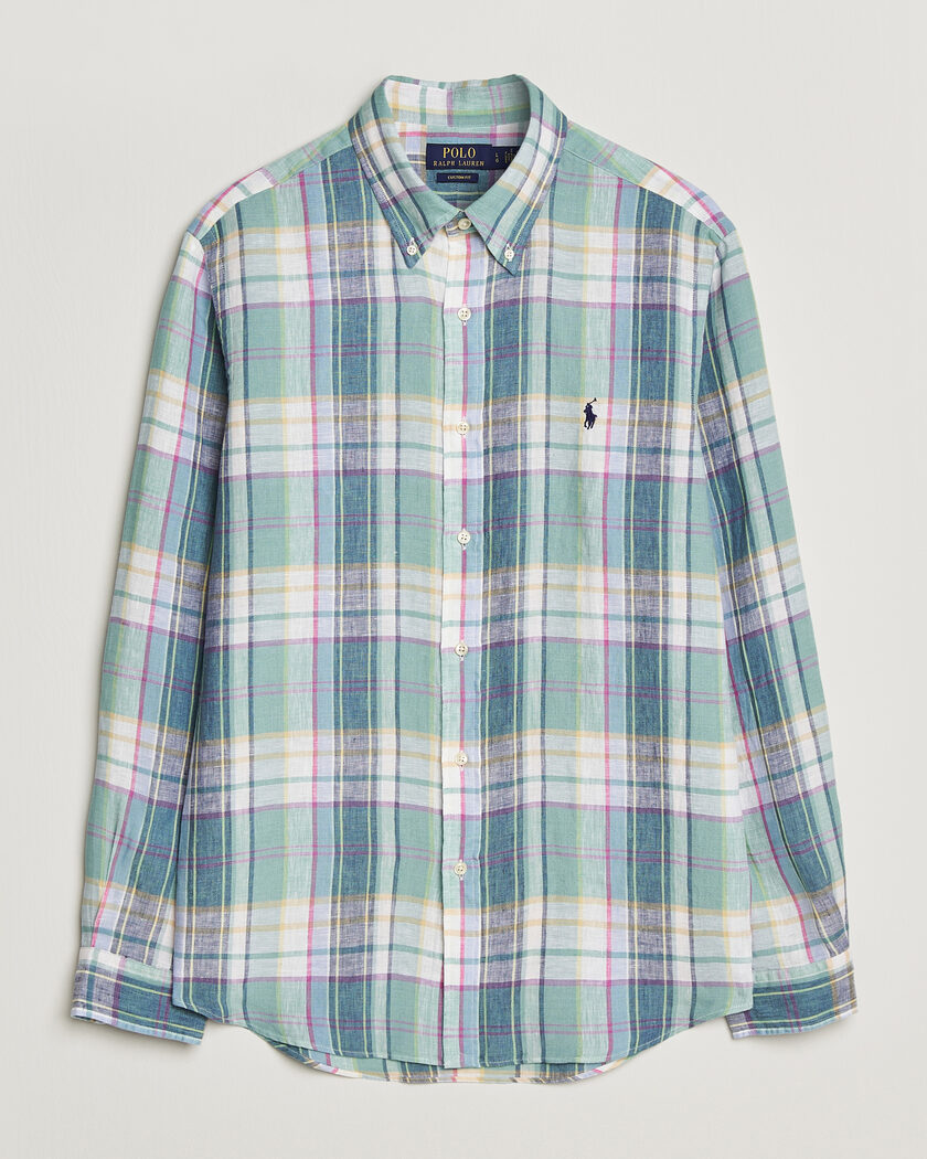 Polo Ralph Lauren Custom Fit Check Linen Shirt Green/Blue/White – Groen
