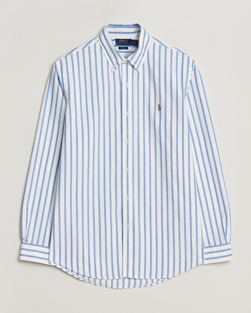 Polo Ralph Lauren Custom Fit Striped Oxford Shirt Blue – Blauw