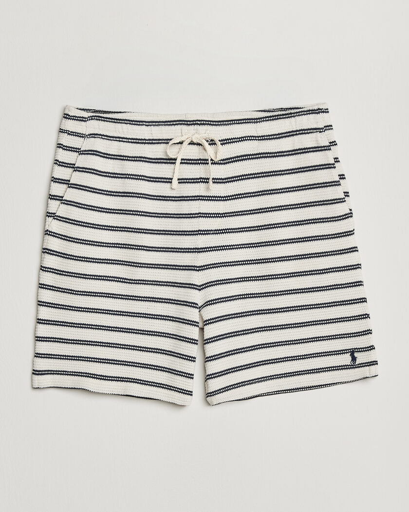 Polo Ralph Lauren Knitted Shorts Pale Cream/Newport Navy - Maat: S - Kleur: Wit
