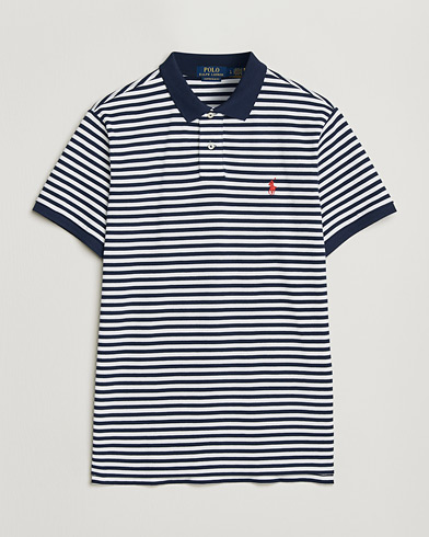 Polo Ralph Lauren Custom Slim Fit Striped Polo Navy/White – Blauw