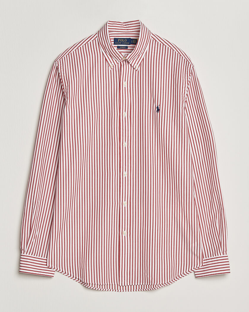 Polo Ralph Lauren Custom Fit Poplin Striped Shirt Bristol Red – Rood