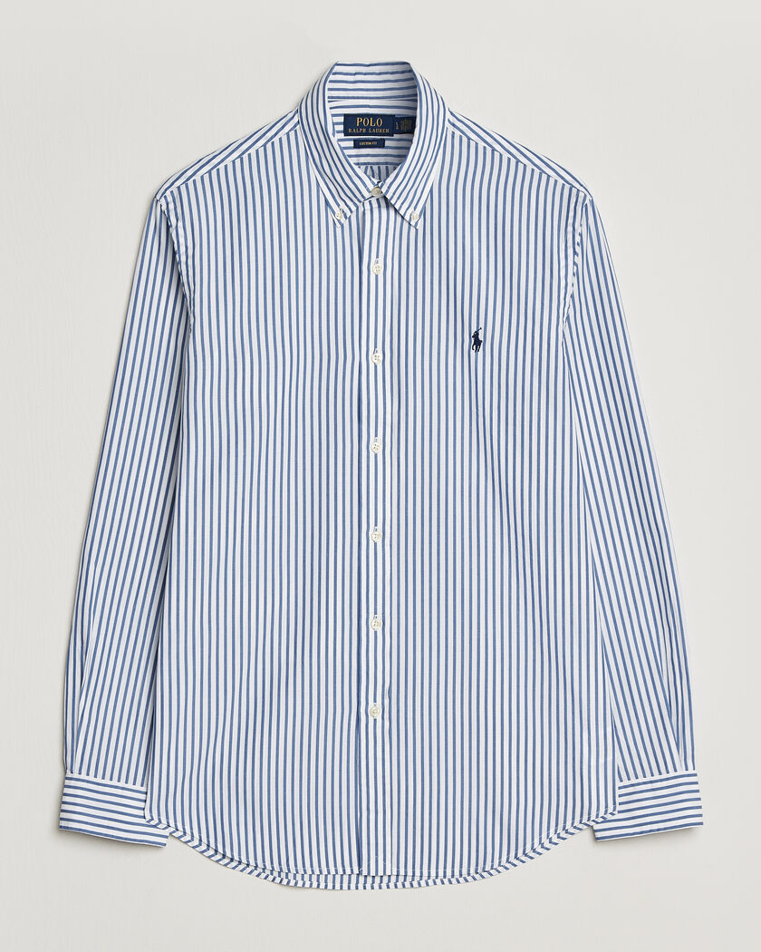Polo Ralph Lauren Custom Fit Poplin Striped Shirt Blue – Blauw
