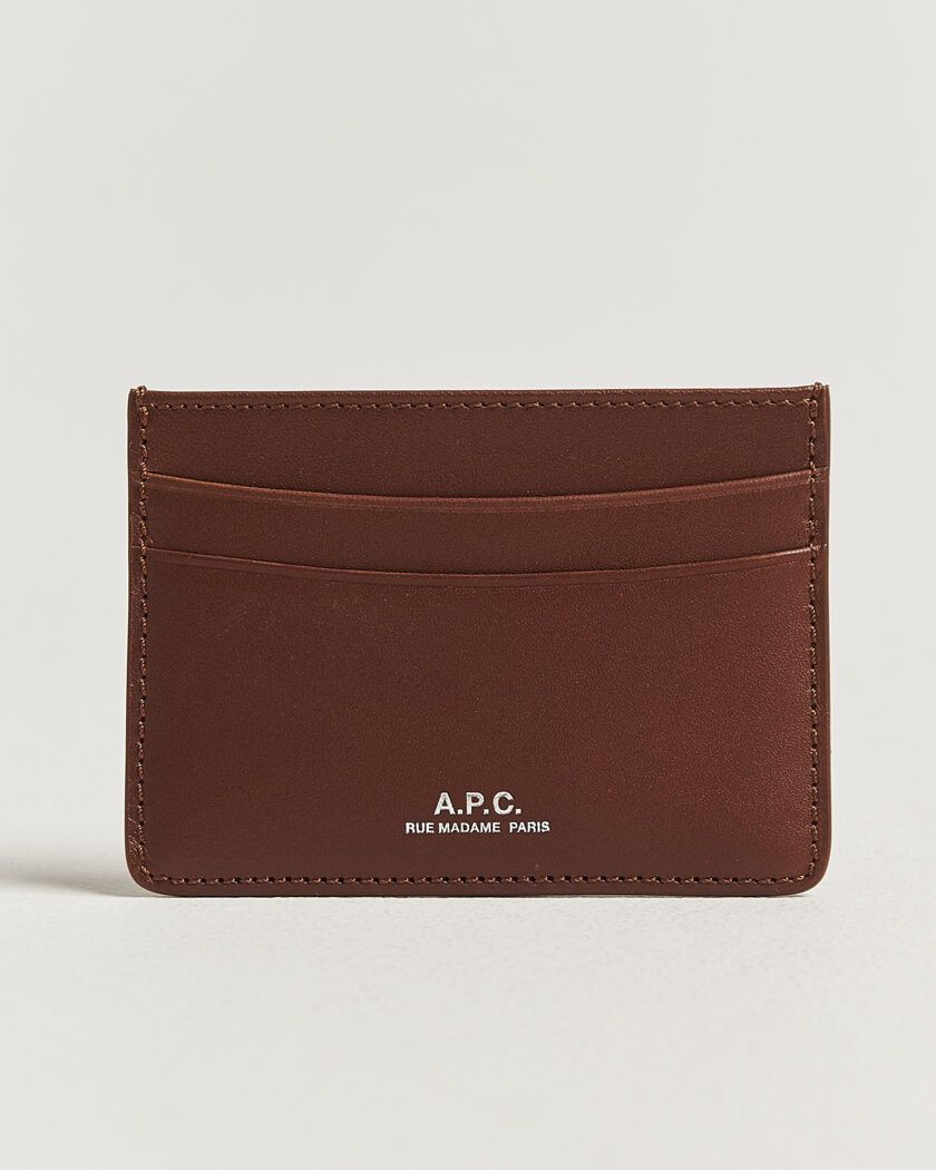 A.P.C. Calf Leather Card Holder Hazelnut – Bruin