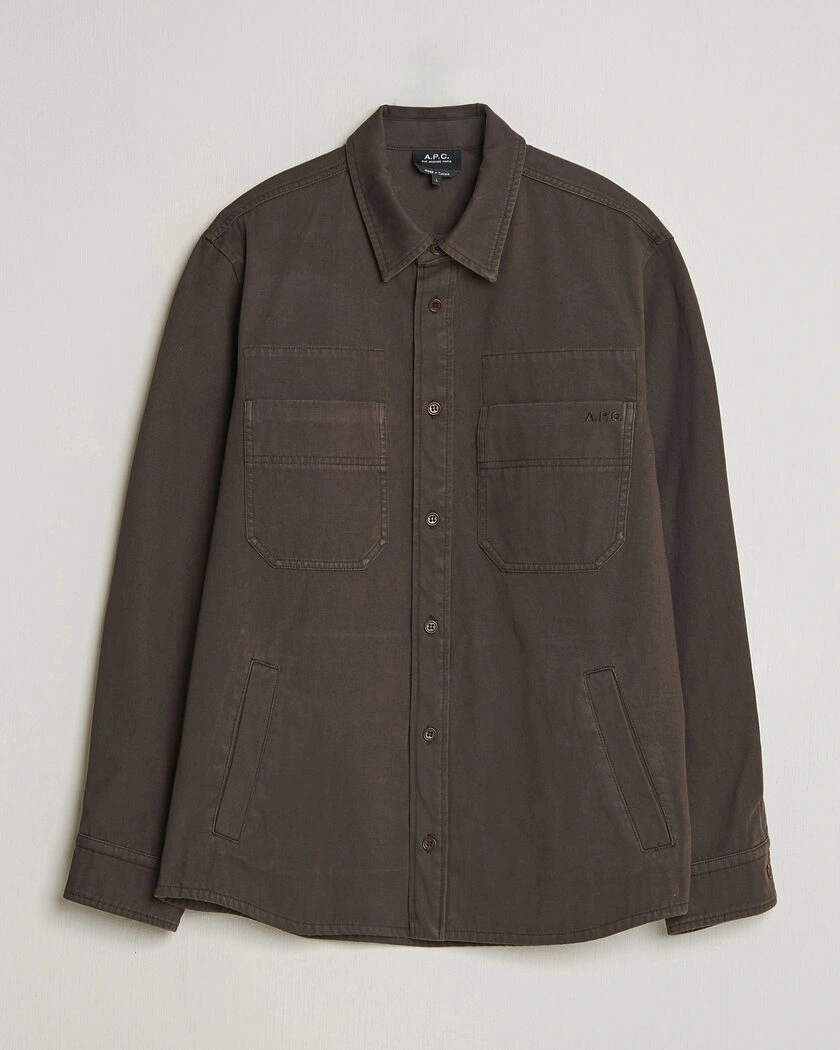 A.P.C. Noah Cotton Overshirt Dark Brown – Bruin