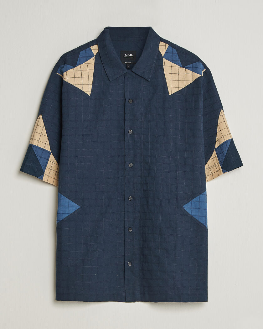 A.P.C. Patchwork Short Sleeve Indigo – Blauw