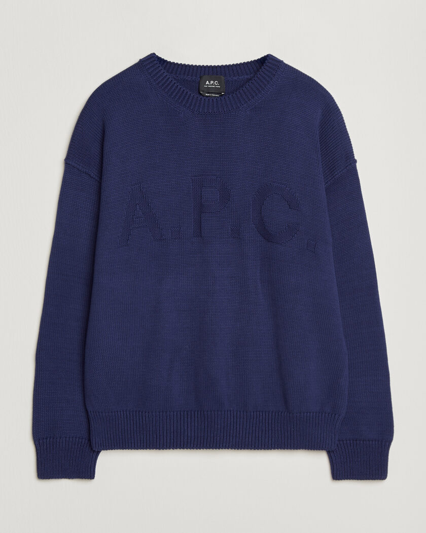 A.P.C. Leo Cotton Knitted Sweater Dark Blue – Blauw