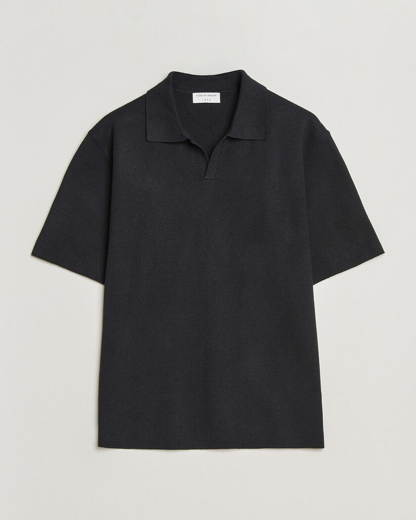  Tiger of Sweden Maelon Cotton/Linen Knitted Polo Black – Zwart