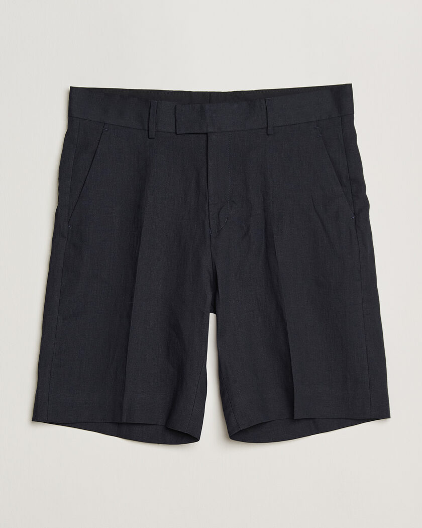 Tiger of Sweden Troy Pleated Linen Shorts Midnight Blue – Blauw