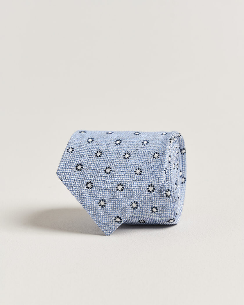 Amanda Christensen Silk/Linen 8cm Flower Tie Blue – Blauw