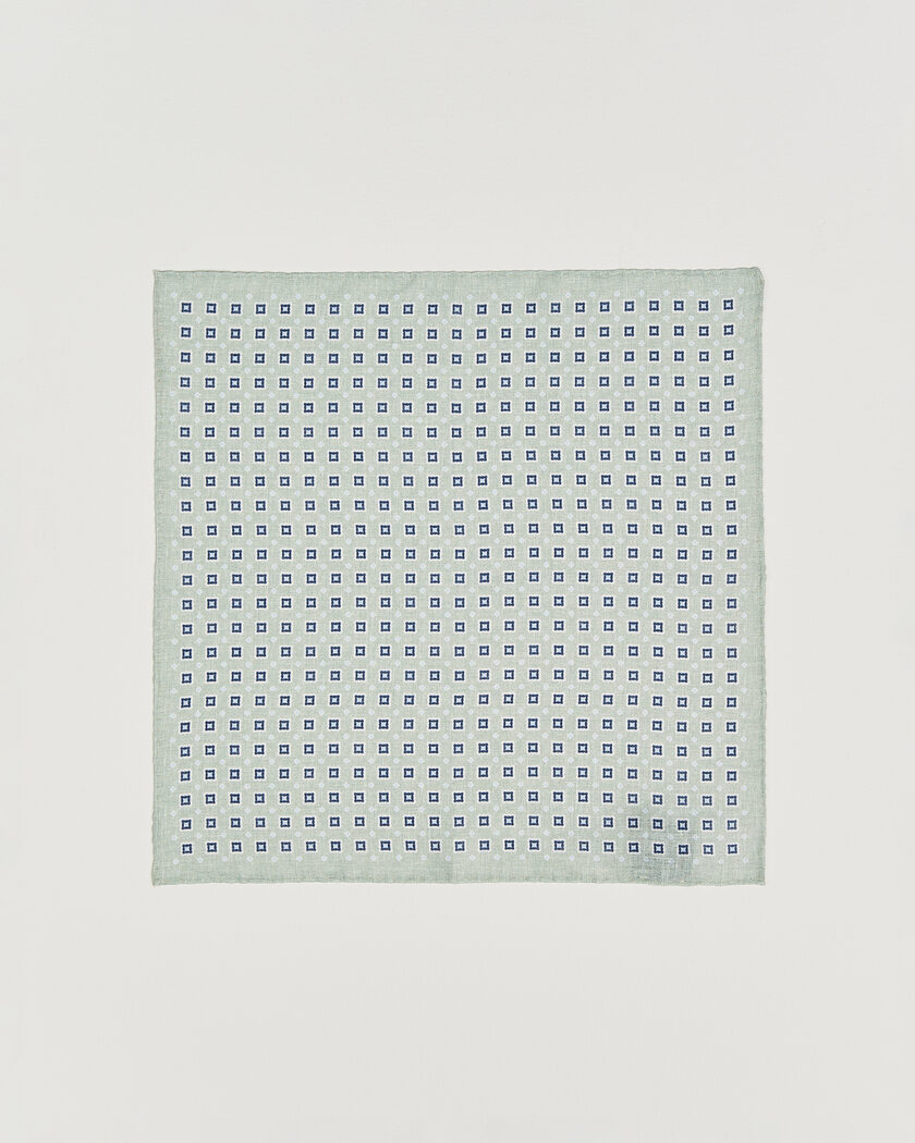 Amanda Christensen Linen Medallion Pocket Square Green – Groen
