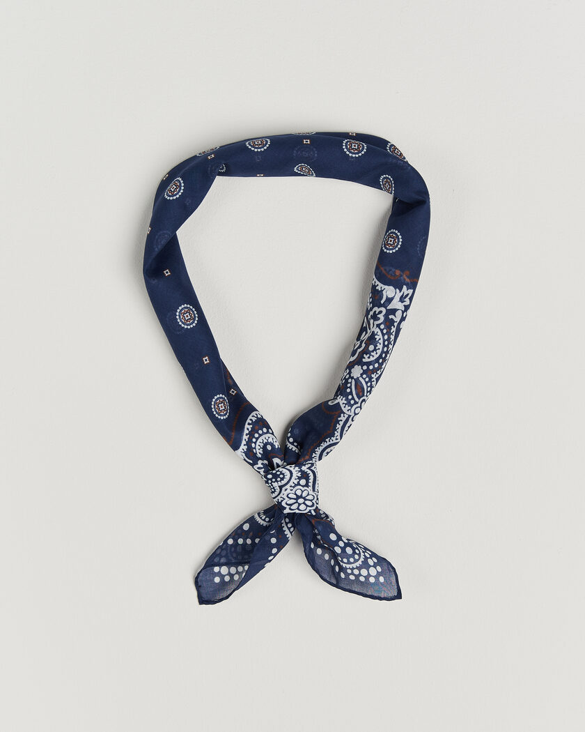 Amanda Christensen Cotton Voilé Medallion Bandana Navy – Blauw