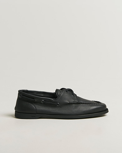 John Lobb Foil Boat Shoes Black Grain – Zwart