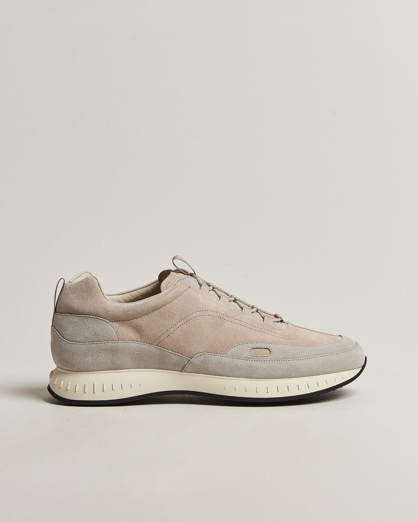John Lobb Laced Running Sneakers Sand Suede – Grijs