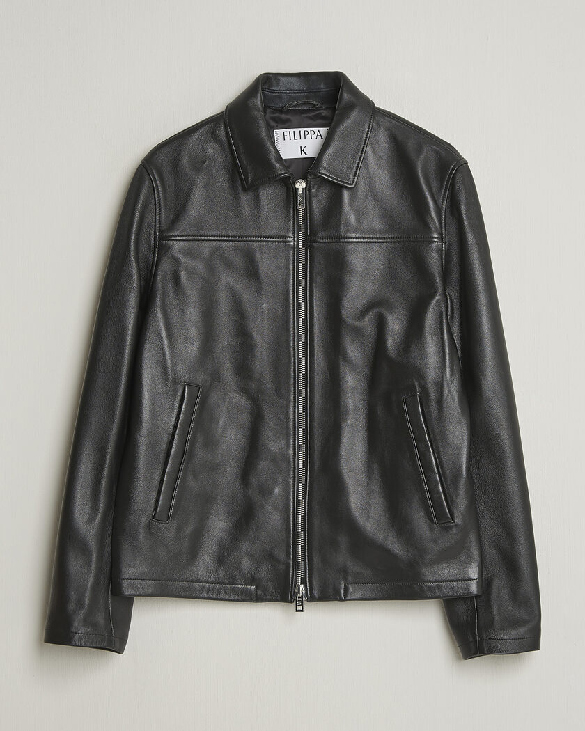 Filippa K Leather Coach Jacket Black – Zwart