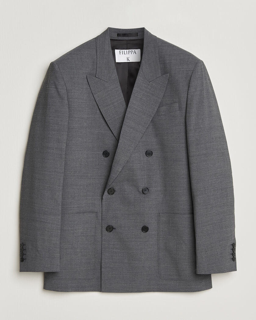 Filippa K Michael Wool Pinstriped Double Breasted Blazer Mid Grey – Grijs