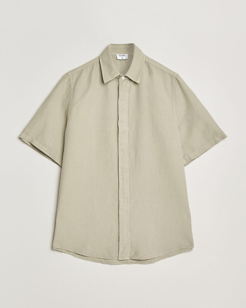 Filippa K Cotton/Linen Short Sleeve Shirt Light Green – Groen