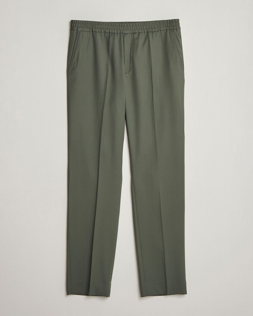 Filippa K Theo Relaxed Wool Trousers Grey Green – Groen