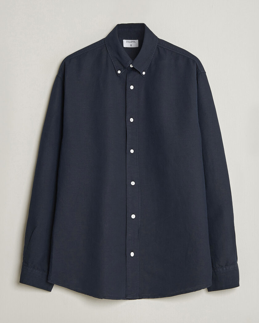 Filippa K Relaxed Cotton/Linen Shirt Navy – Blauw
