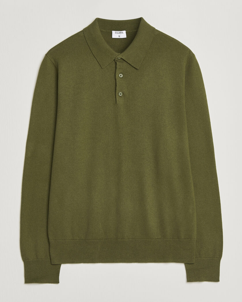 Filippa K Knitted Polo Shirt Laurel Green – Groen