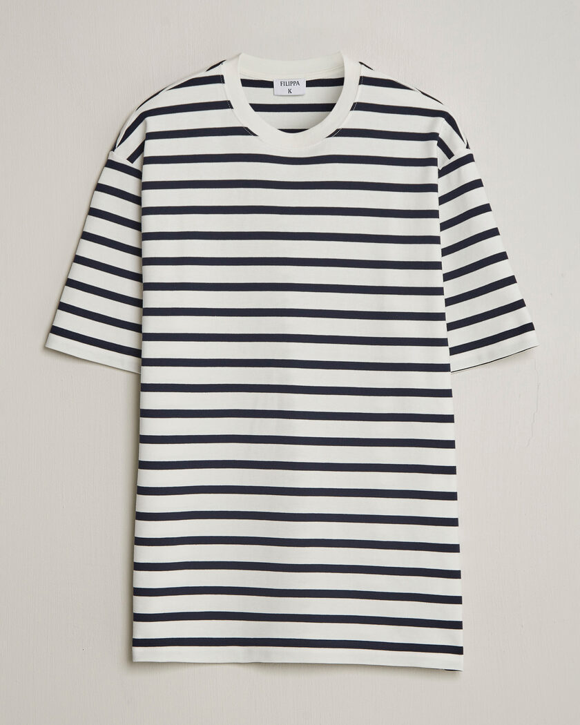 Filippa K Striped Crew Neck T-Shirt White/Navy – Wit