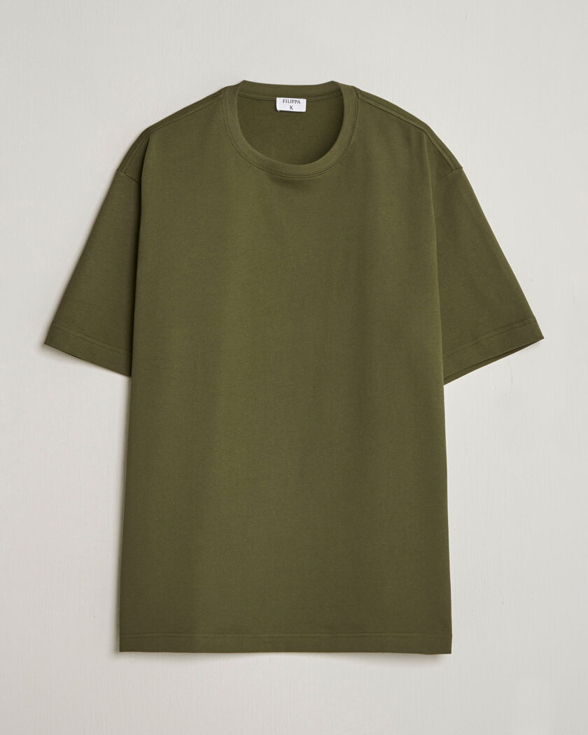 Filippa K Heavy Cotton Crew Neck T-Shirt Midnight Green – Groen