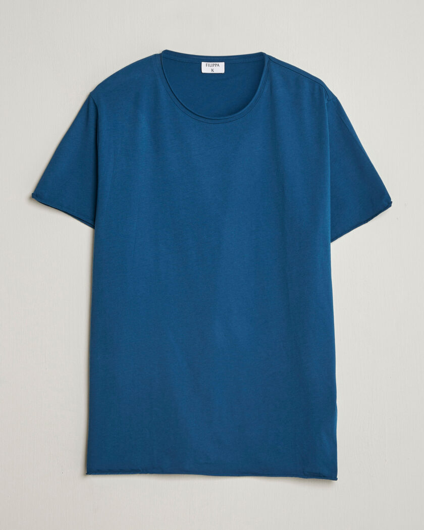 Filippa K Roll Neck Crew Neck T-Shirt Night Teal – Blauw