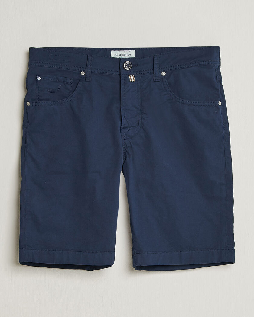 Jacob Cohën Nicolas Cotton Gabardine Shorts Navy – Blauw