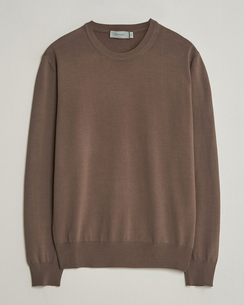 Canali Cotton Crew Neck Pullover Brown – Bruin