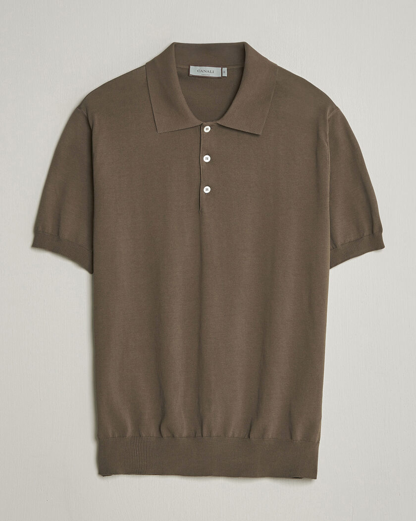 Canali Cotton Short Sleeve Polo Brown – Bruin