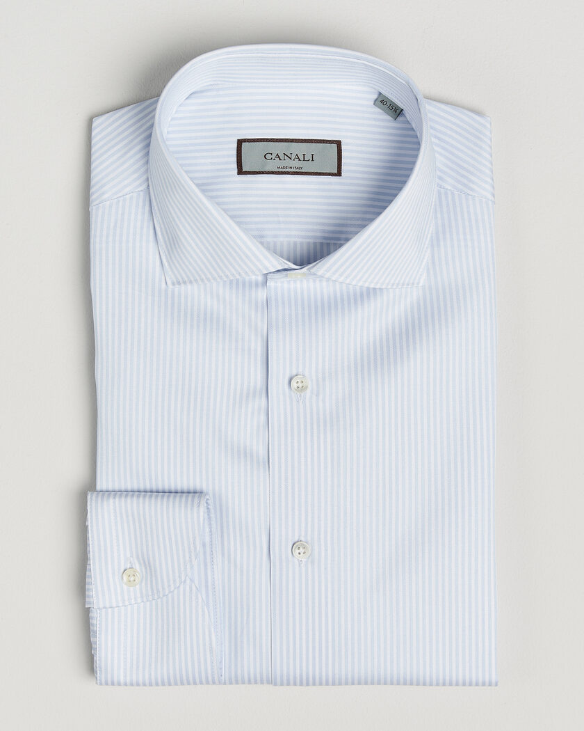 Canali Slim Fit Impeccabile Shirt Light Blue Stripe – Blauw