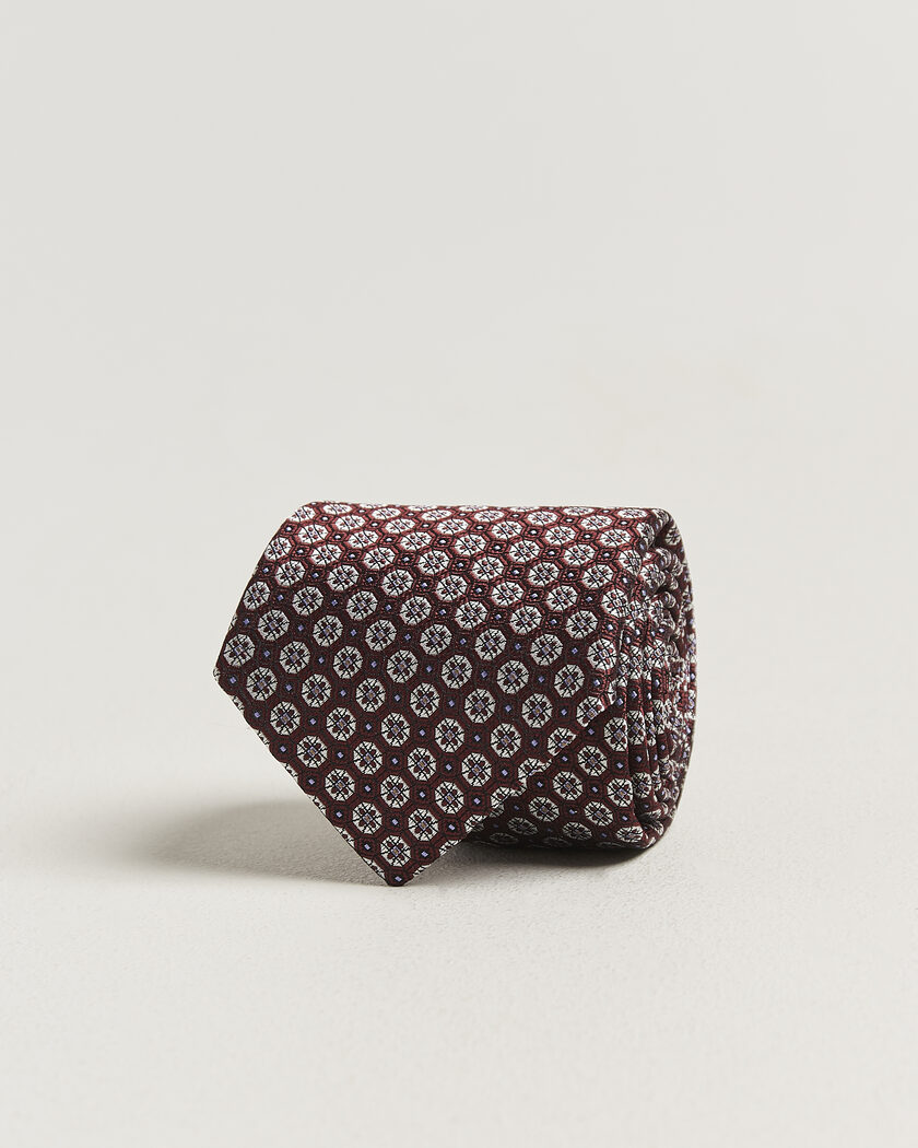 Canali Jacquard Flower Silk Tie Burgundy – Rood
