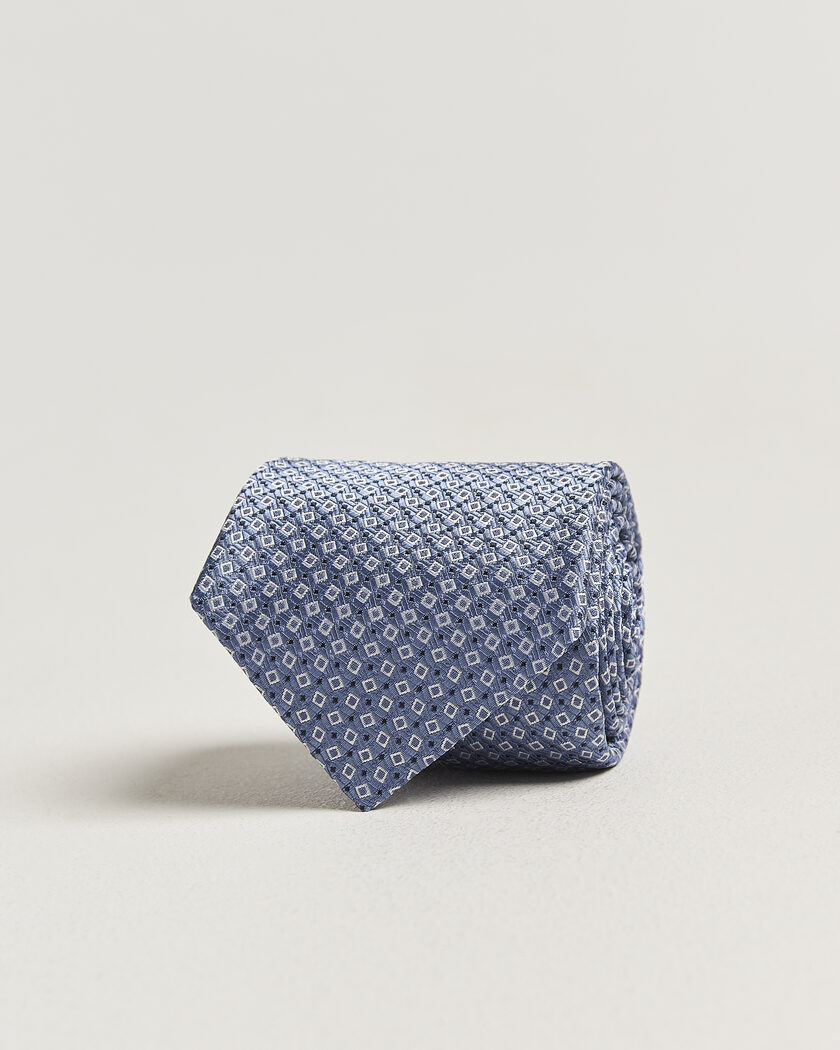 Canali Micro Structure Silk Tie Light Blue – Blauw