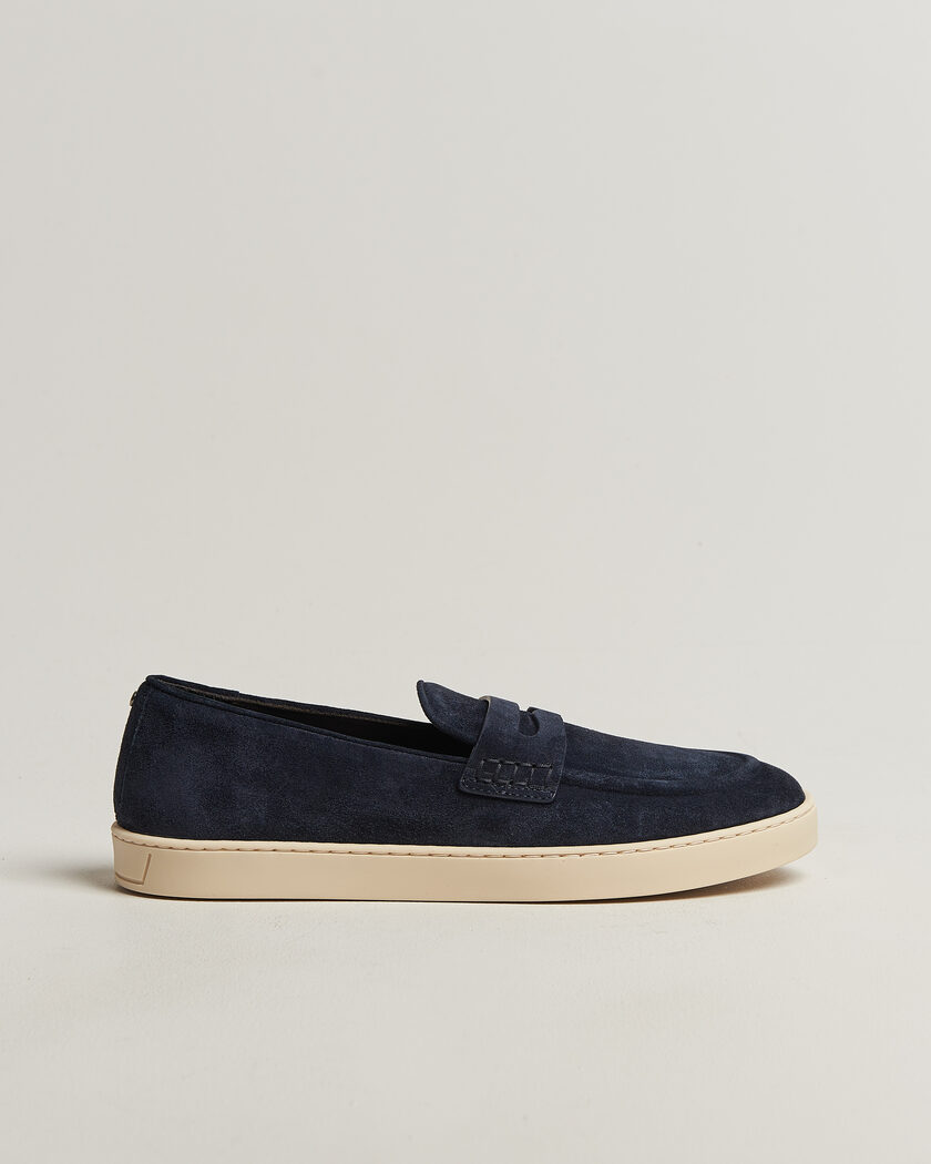 Canali Summer Loafers Navy Suede – Blauw