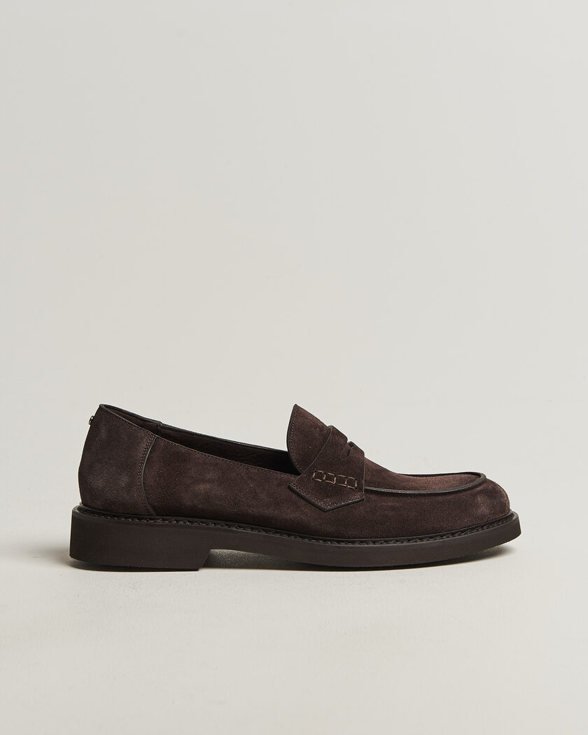 Canali Penny Loafers Dark Brown Suede – Bruin