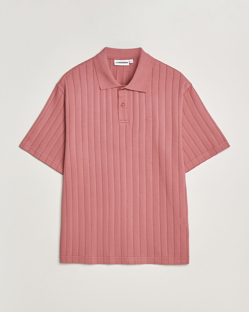 J.Lindeberg Simon Striped Polo Withered Rose – Rood