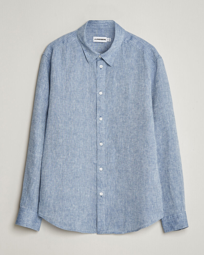 J.Lindeberg Marlon Linen Melange Shirt Federal Blue – Blauw