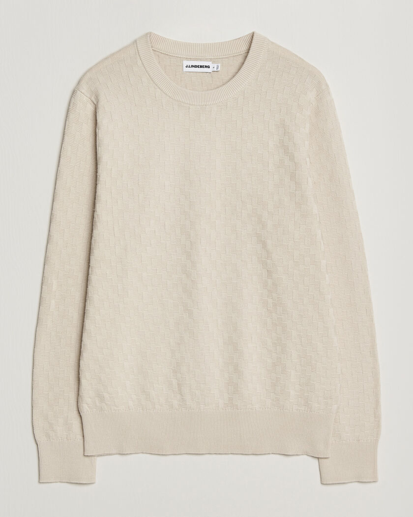 J.Lindeberg Arthur Knit Cotton Sweater Moonbeam – Beige
