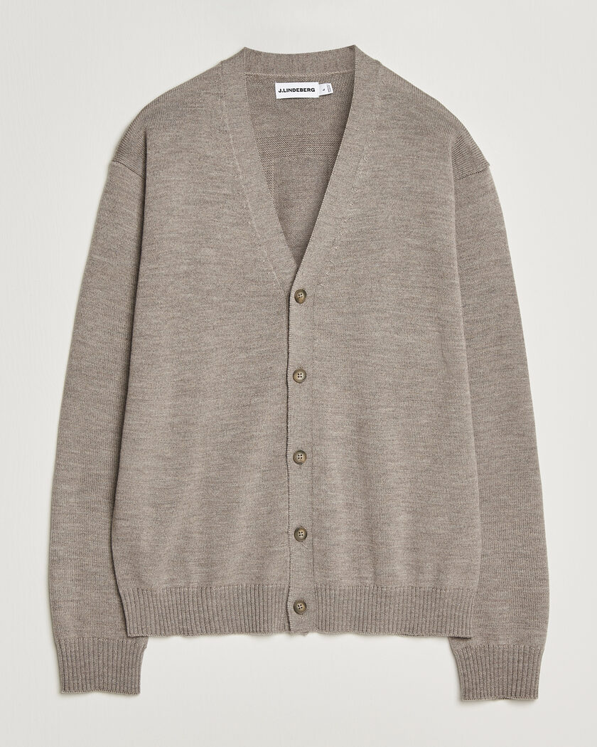 J.Lindeberg Jared Merino Cardigan Brindle Melange – Bruin