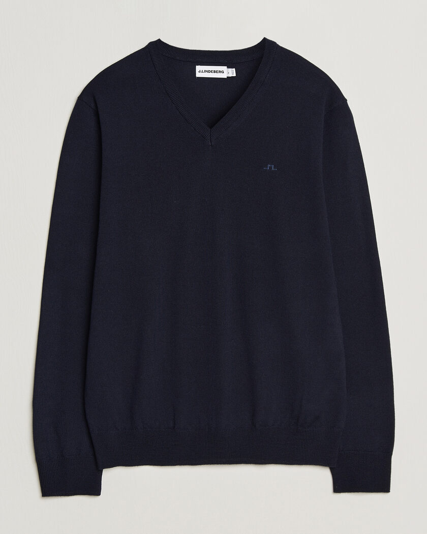 J.Lindeberg Lymann Merino V-Neck Pullover JL Navy – Blauw