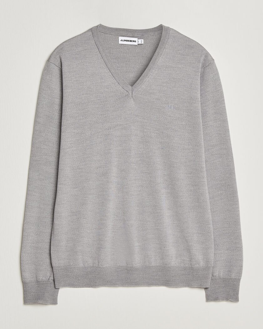 J.Lindeberg Lymann Merino V-Neck Pullover Light Grey Melange – Grijs