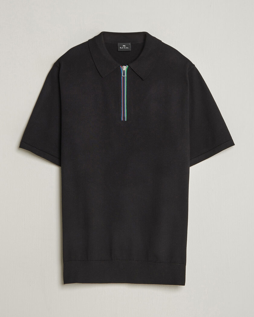 PS Paul Smith Cotton Knitted Half Zip Polo Black – Zwart