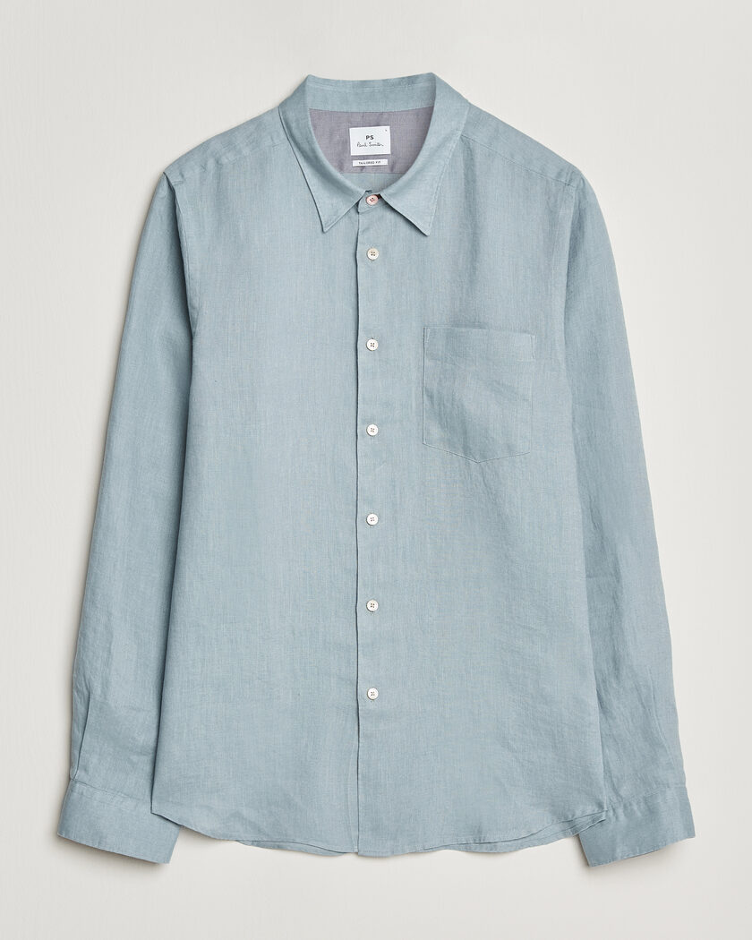 PS Paul Smith Tailored Fit Linen Shirt Light Blue – Blauw