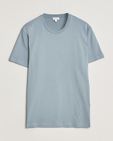 Sunspel Riviera Midweight T-Shirt Stone Blue – Blauw