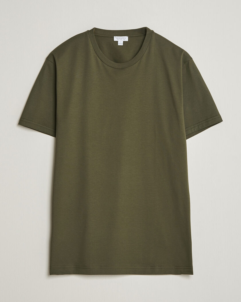Sunspel Riviera Midweight T-Shirt Deep Olive – Groen