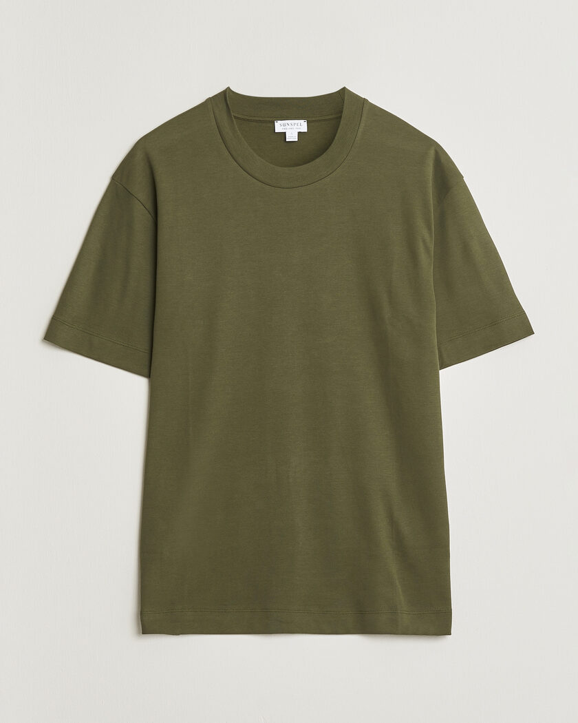 Sunspel Heavy Weight Supima Cotton T-Shirt Deep Olive – Groen
