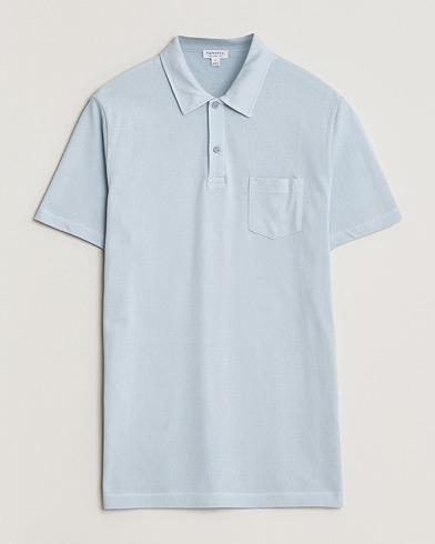 Sunspel Riviera Polo Shirt Pastel Blue – Blauw