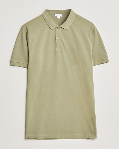 Sunspel Supima Cotton Short Sleeve Pique Polo Pistachio – Groen